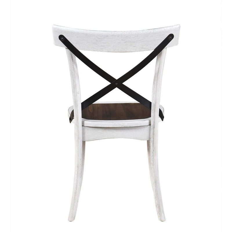 2 Pieces Set Dining Side Chair Rustic Modern Farmhouse Design Retro Design With Metal X Design - Antique Dark Oak / Antique White by Unique Piece Furniture
