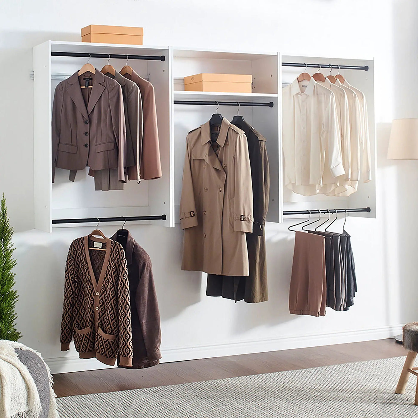 Devi - Wall Mounted Wood Closet System & Modular Design by HouseOfZazla