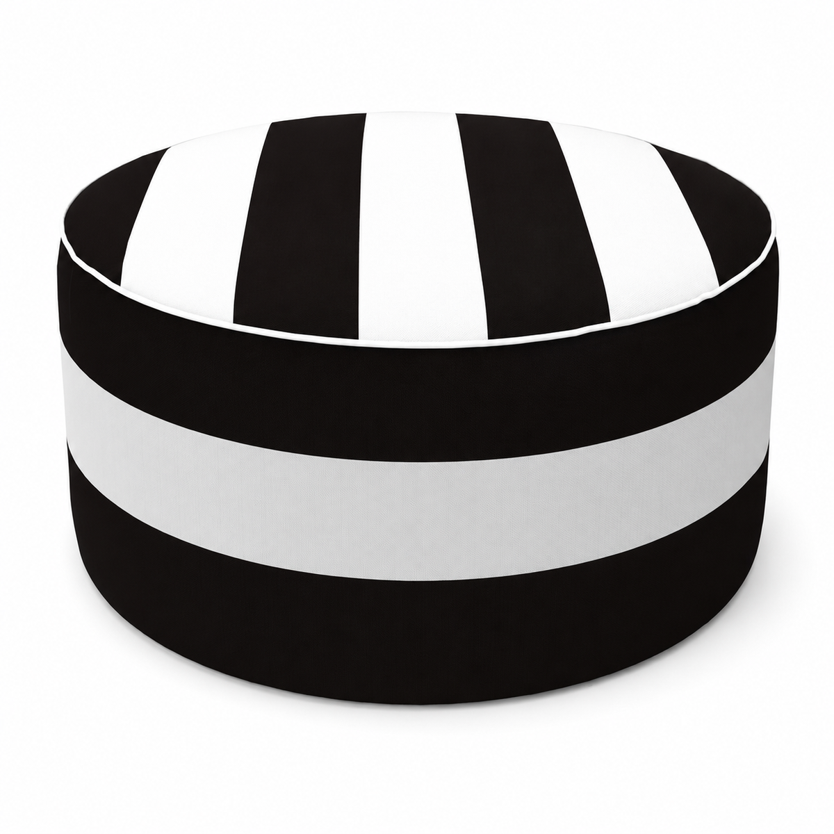 2 Pack Outdoor Inflatable Ottoman - Black/White Striped by HouseOfZazla