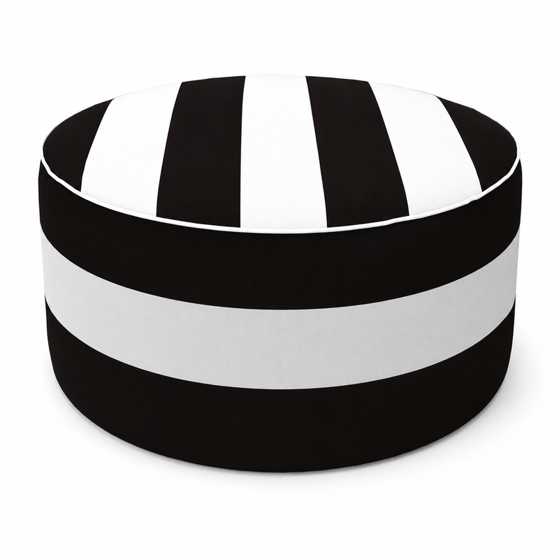 2 Pack Outdoor Inflatable Ottoman - Black/White Striped by HouseOfZazla