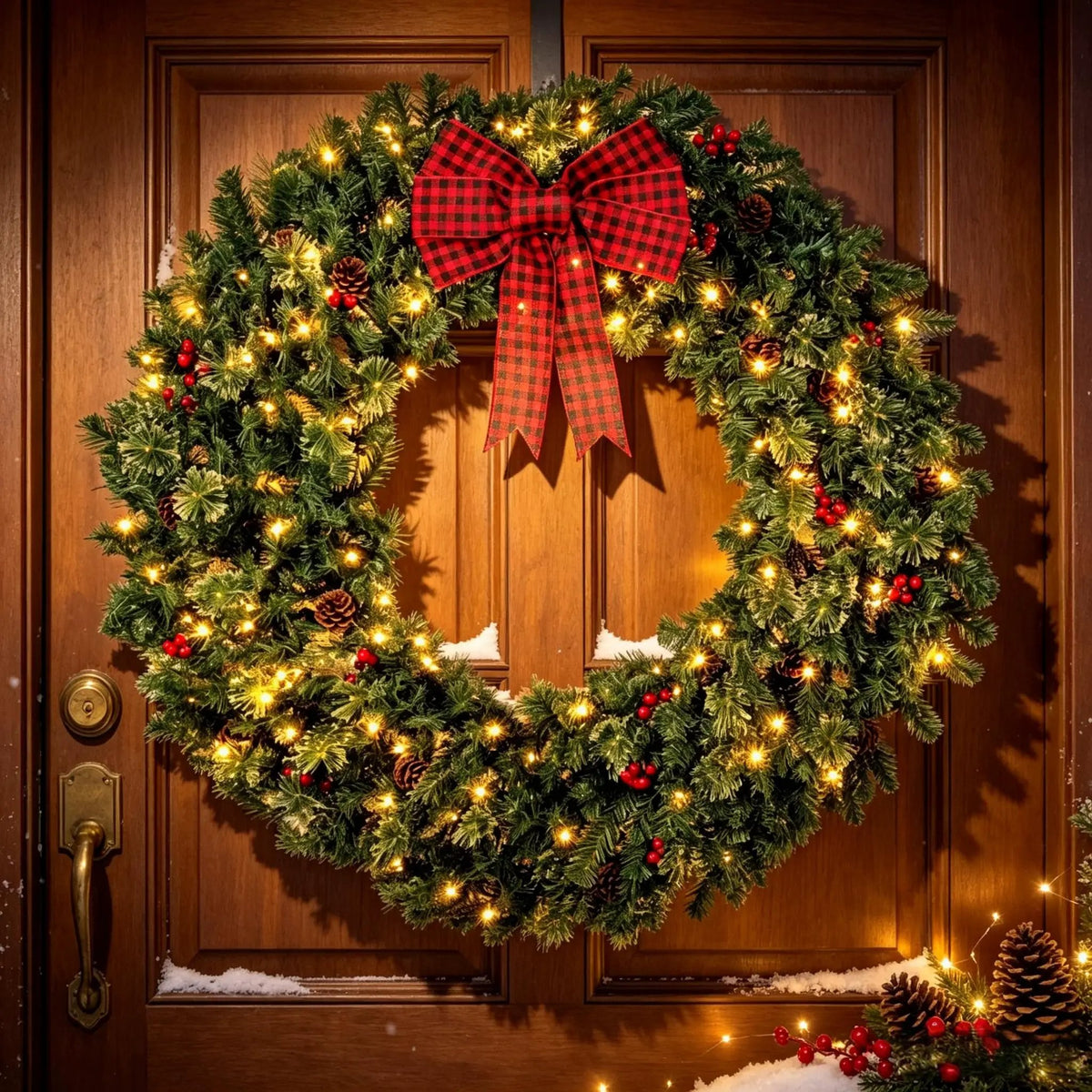 48 Inch Prelit Crestwood Spruce Christmas Wreath with Bow by HouseOfZazla