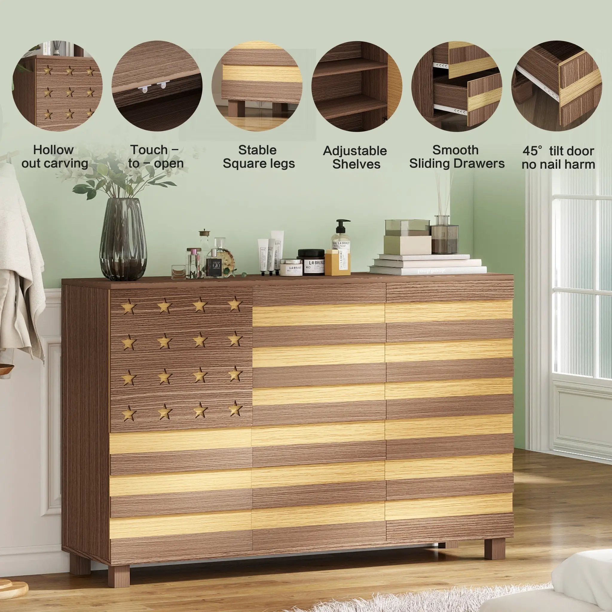 55-Inch Hand-Carved Buffet Sideboard Cabinet by HouseOfZazla