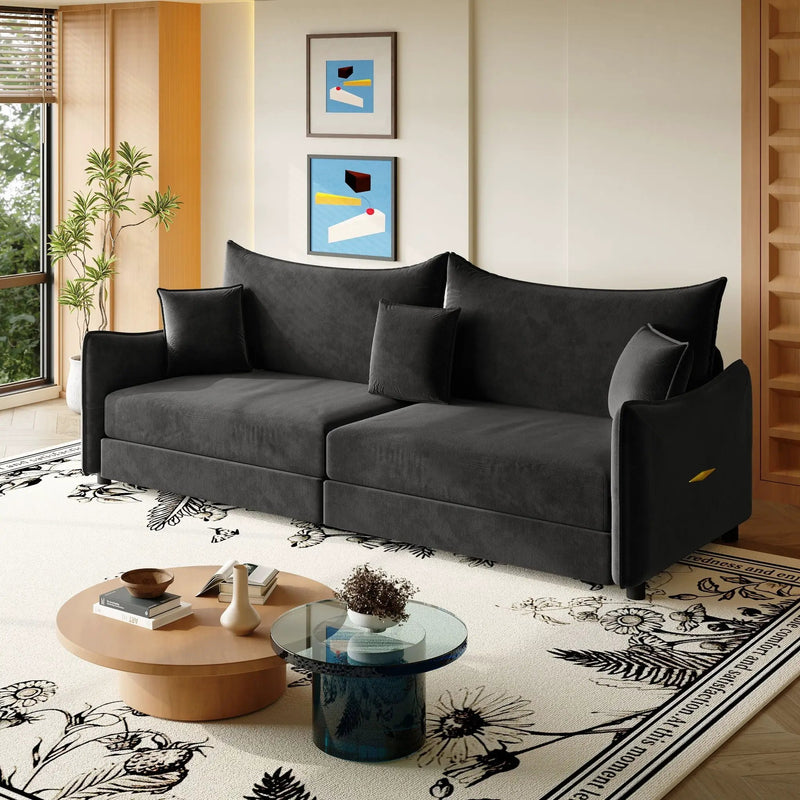 King Pull Out Sofa Bed, 3-In-1 Convertible Bed With 3 Pillows by HouseOfZazla