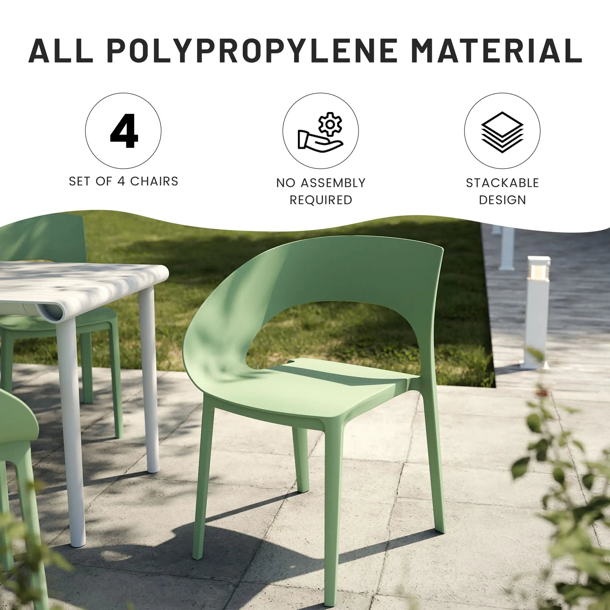 4 Piece Set Of Modern Designed Single Chairs With Folding Square Table