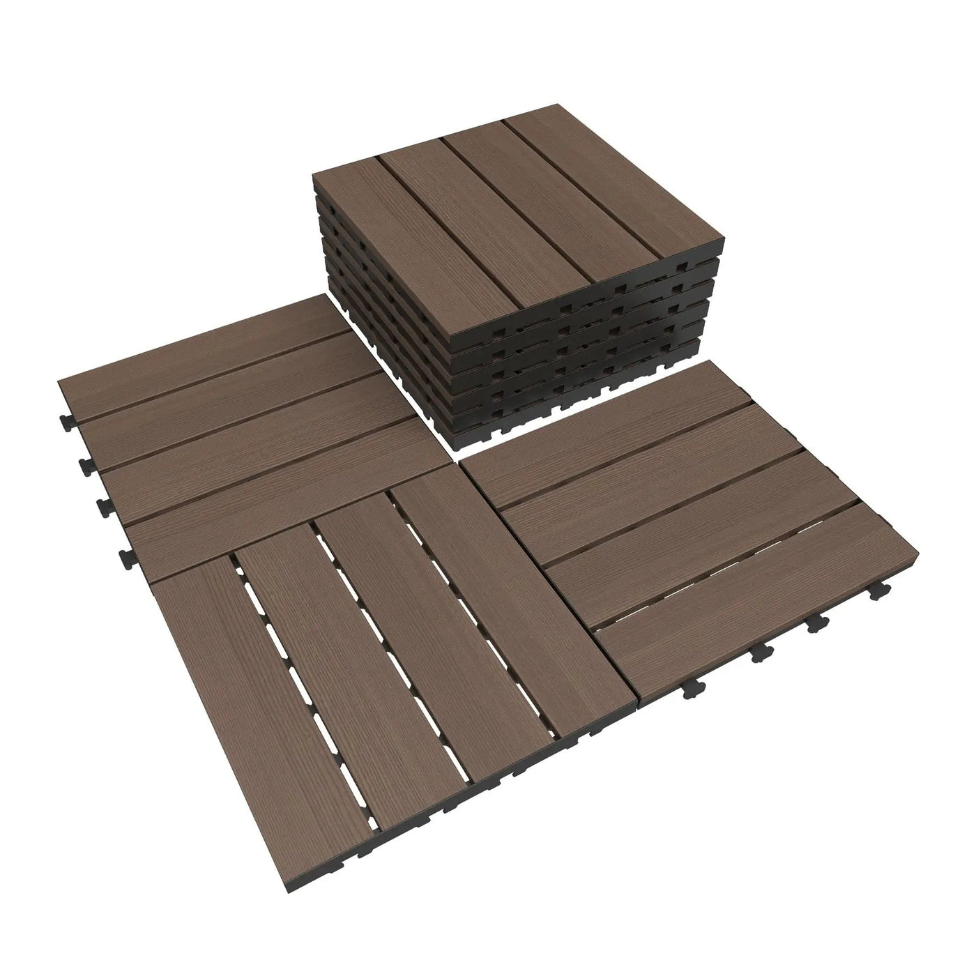 9 Pcs Interlocking Deck Tiles, 12" x 12" HDPE Outdoor Flooring by HouseOfZazla