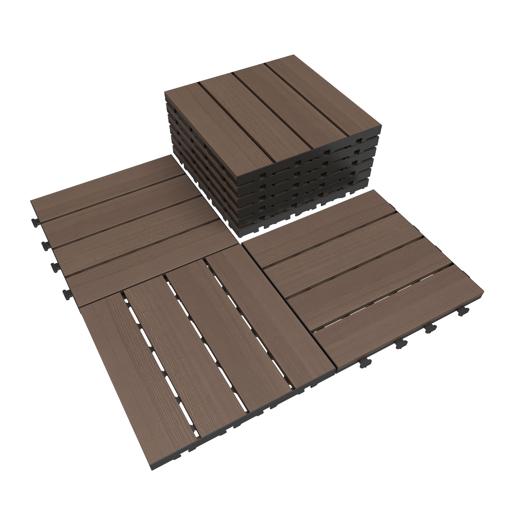 9 Pcs Interlocking Deck Tiles, 12" x 12" HDPE Outdoor Flooring by HouseOfZazla