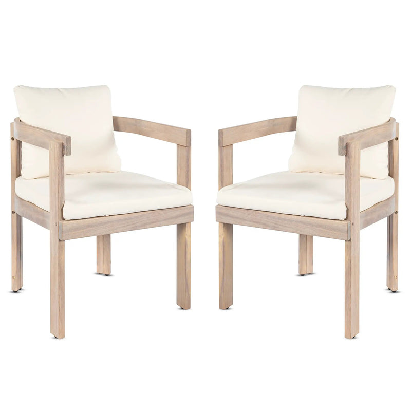 Acacia Wood Dining Chairs Set of 2, Armchairs with Cushions by HouseOfZazla