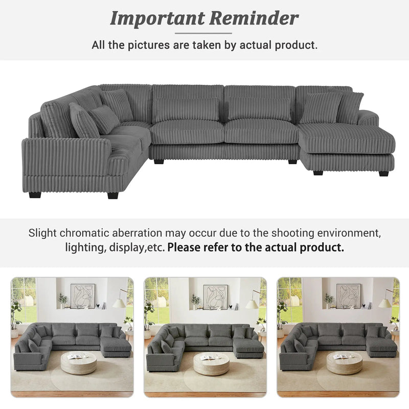 Oversized Sectional Sofa U - Shaped Sofa Couch Modern Sofa Upholstered In Soft With A Chaise Lounge For Living Room by HouseOfZazla