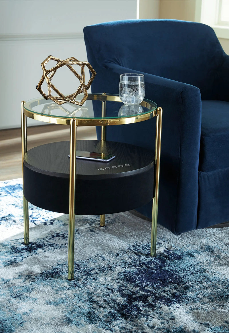 Nedman - Accent Table With Speaker - Black / Gold Finish by Unique Piece Furniture