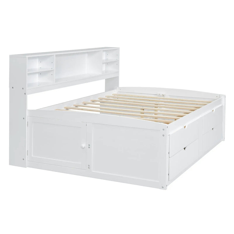 Daybed With 2 Bedside Cabinets, Upper Shelves And 4 Drawers by HouseOfZazla