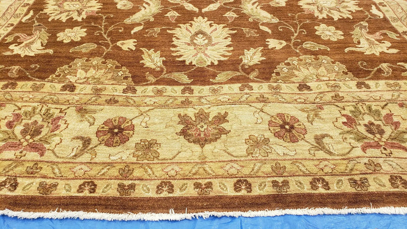 Indo Persian Rug 10x14, Mahal Sultanabad Oriental Carpet, Burnt Orange & Beige, Handmade Wool Area Rug by Jewel Rugs