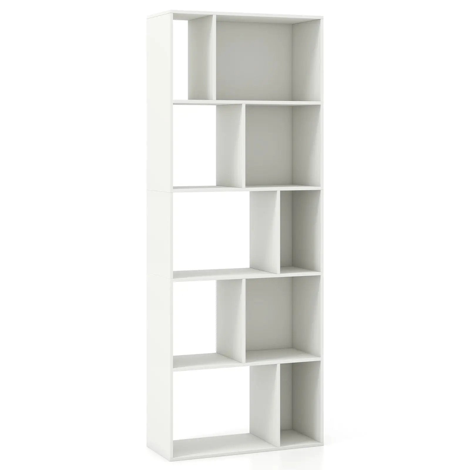63 Inch 5-Tier Geometric 10-Cube Bookshelf Tall Bookcase-White by DirectDeals