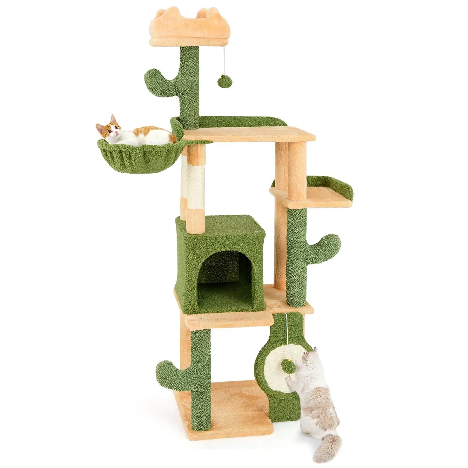63 Inch Cactus Cat Tree with Sisal Scratching Posts and Board for Indoor Cats by DirectDeals