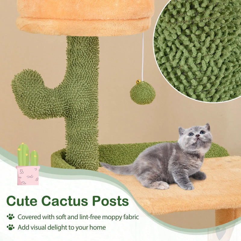 63 Inch Cactus Cat Tree with Sisal Scratching Posts and Board for Indoor Cats by DirectDeals