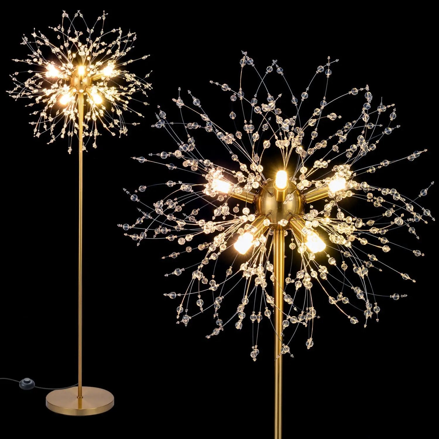 63-Inch Crystal Floor Lamp with Acrylic Crystals by DirectDeals
