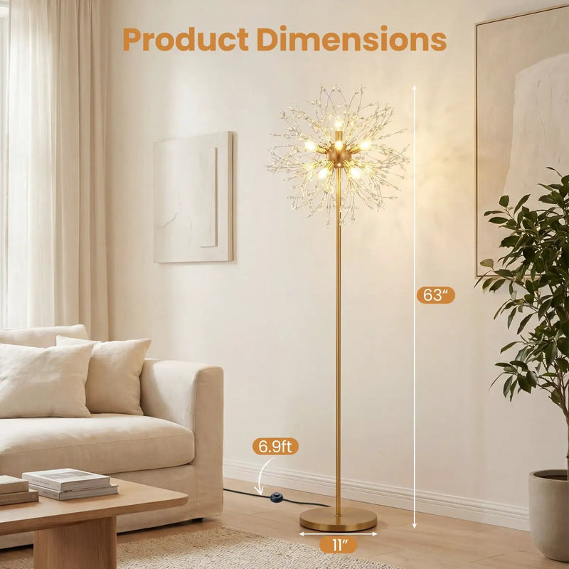 63-Inch Crystal Floor Lamp with Acrylic Crystals by DirectDeals