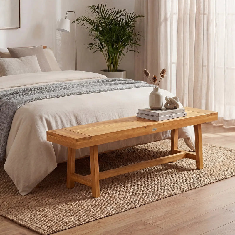 63 Inch Solid Wood Bench for up to 3 People by DirectDeals