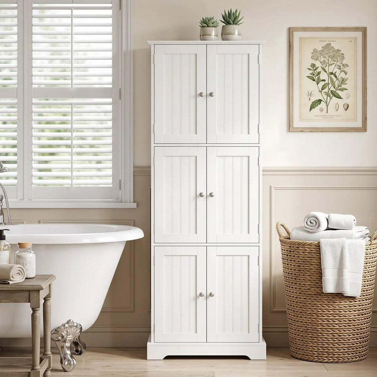 63-Inch Tall Bathroom Storage Cabinet with 6 Doors by DirectDeals