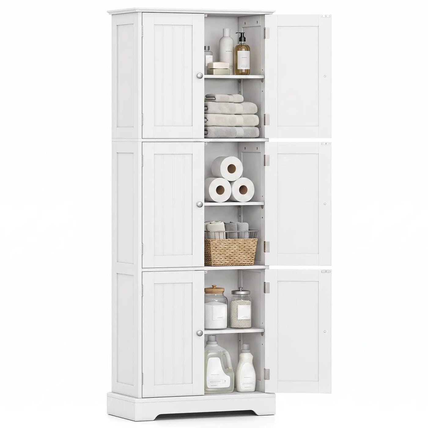 63-Inch Tall Bathroom Storage Cabinet with 6 Doors by DirectDeals