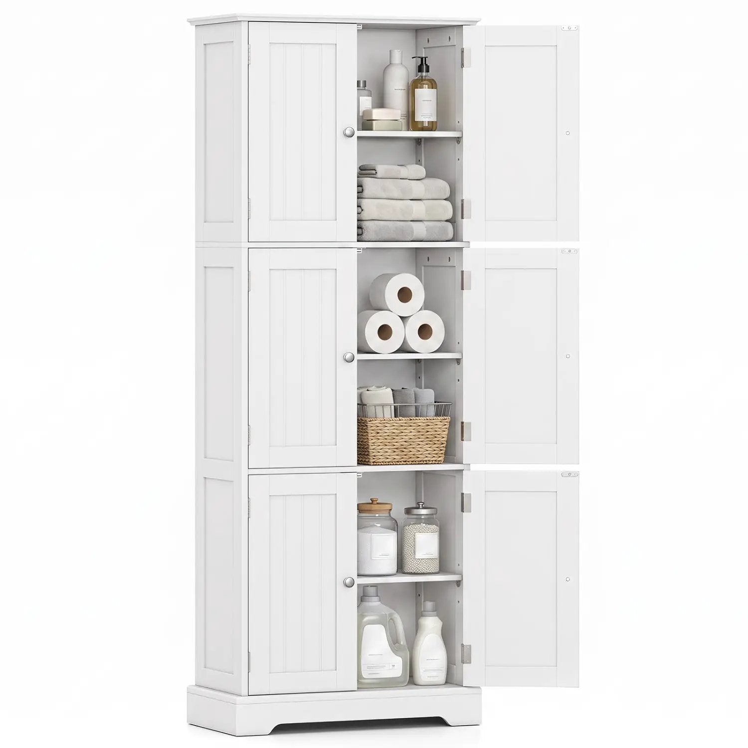 63-Inch Tall Bathroom Storage Cabinet with 6 Doors by DirectDeals