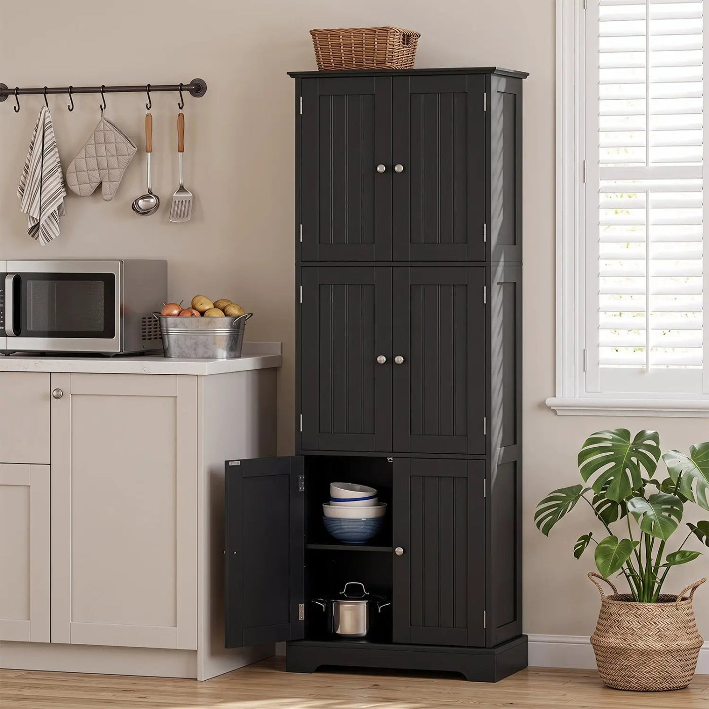 63-Inch Tall Bathroom Storage Cabinet with 6 Doors by DirectDeals
