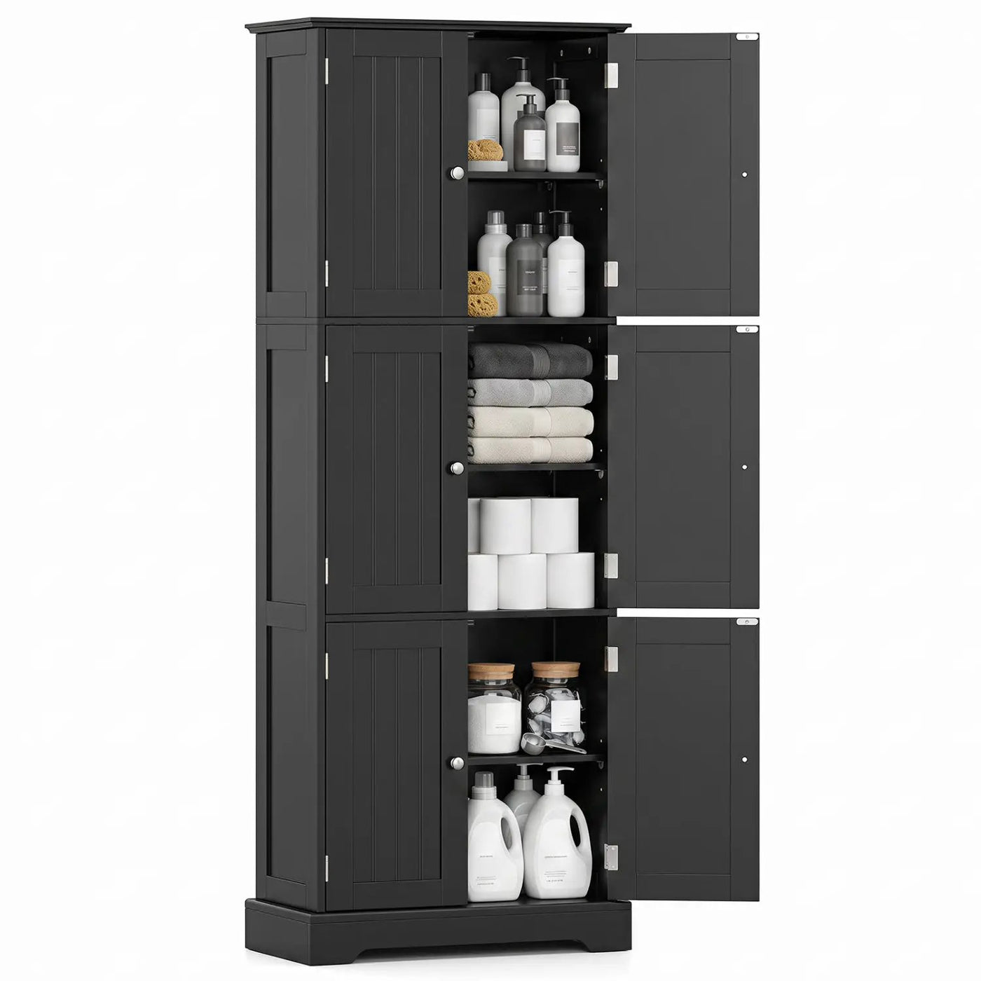 63-Inch Tall Bathroom Storage Cabinet with 6 Doors by DirectDeals