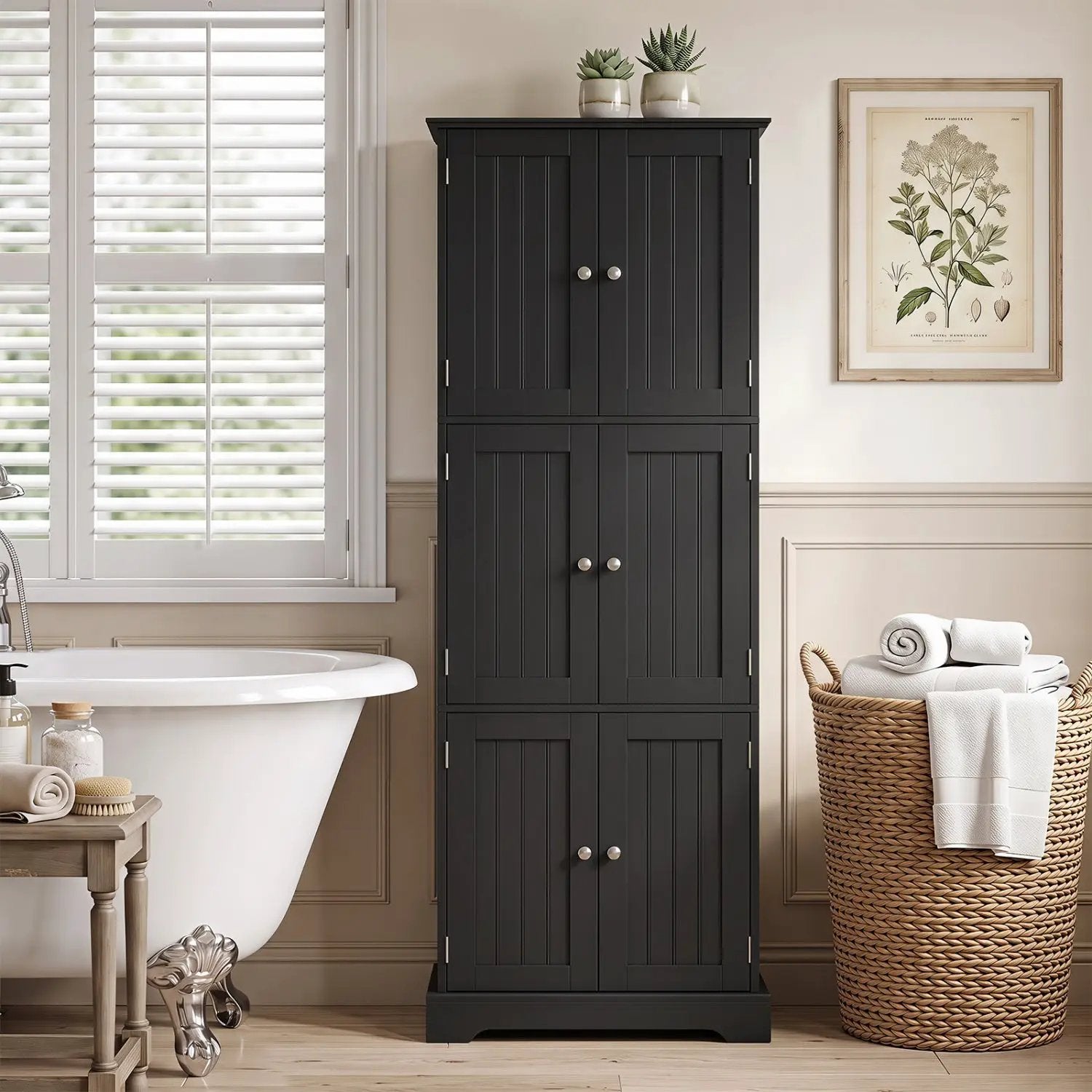 63-Inch Tall Bathroom Storage Cabinet with 6 Doors by DirectDeals