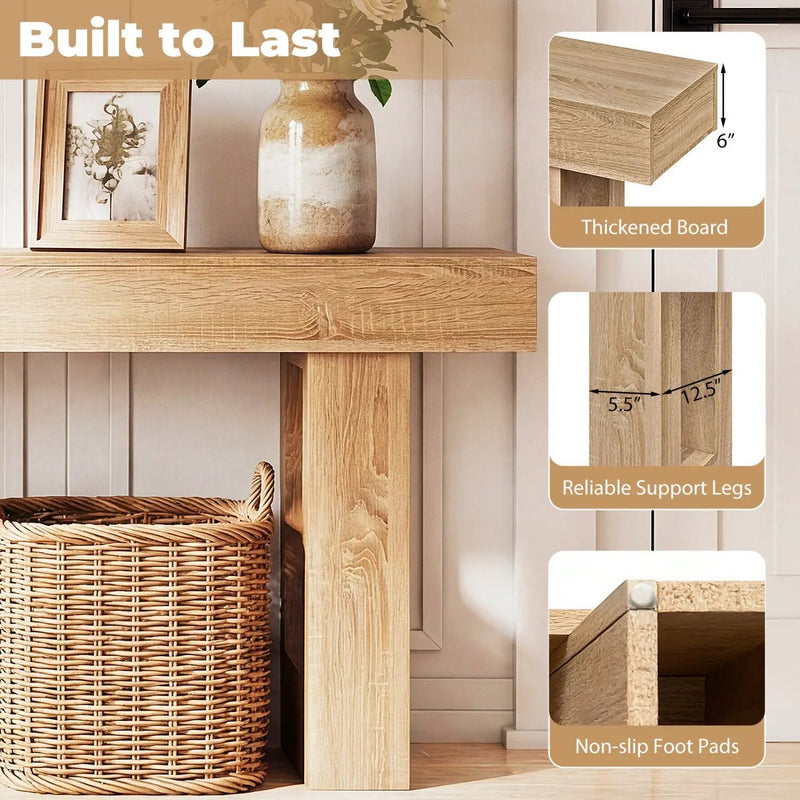 63 Inches Long Console Table Farmhouse Entryway Table with Storage by DirectDeals