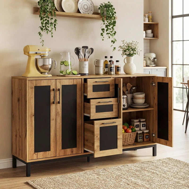 63" Sideboard Buffet Cabinet with 3 Drawers and Storage Shelves by DirectDeals