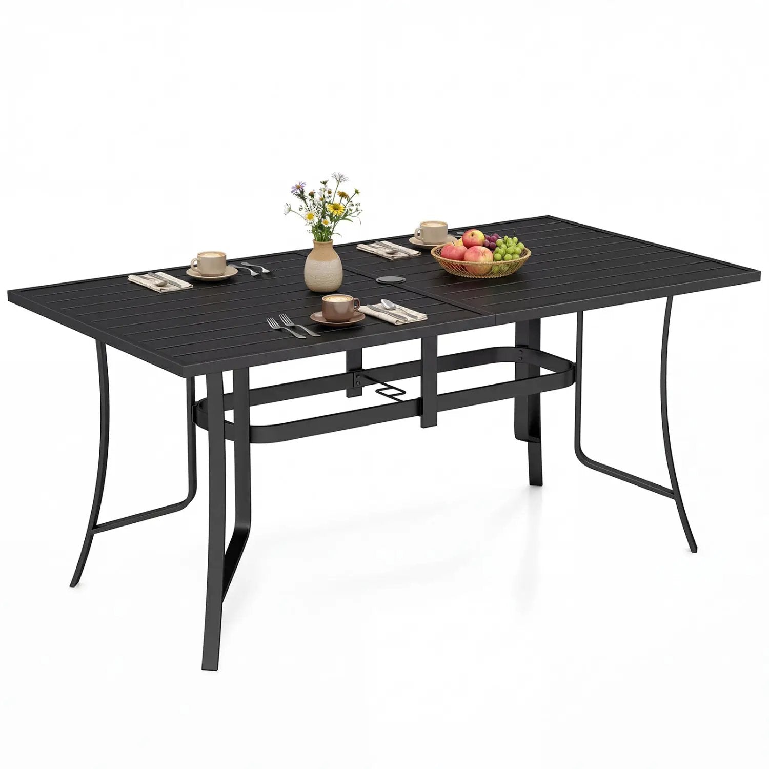 63" x 33" Rectangle Metal Patio Dining Table for 6 by DirectDeals