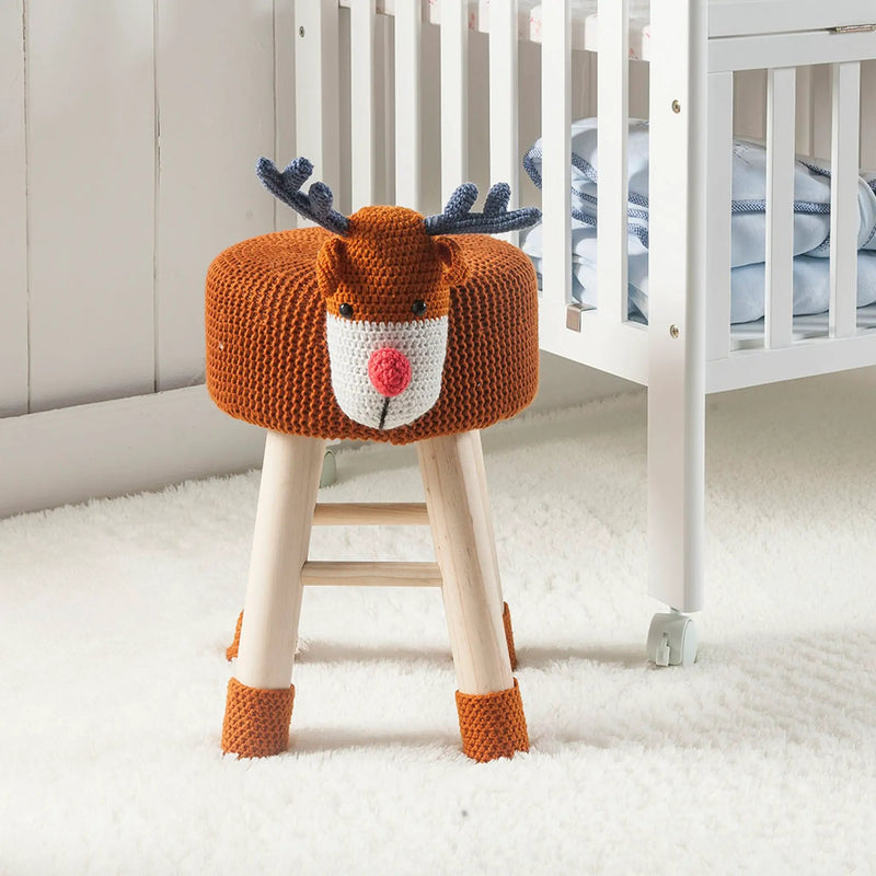 Animal Ottoman Stool - Polyester Upholstered Cute Deer Foot Stool by HouseOfZazla