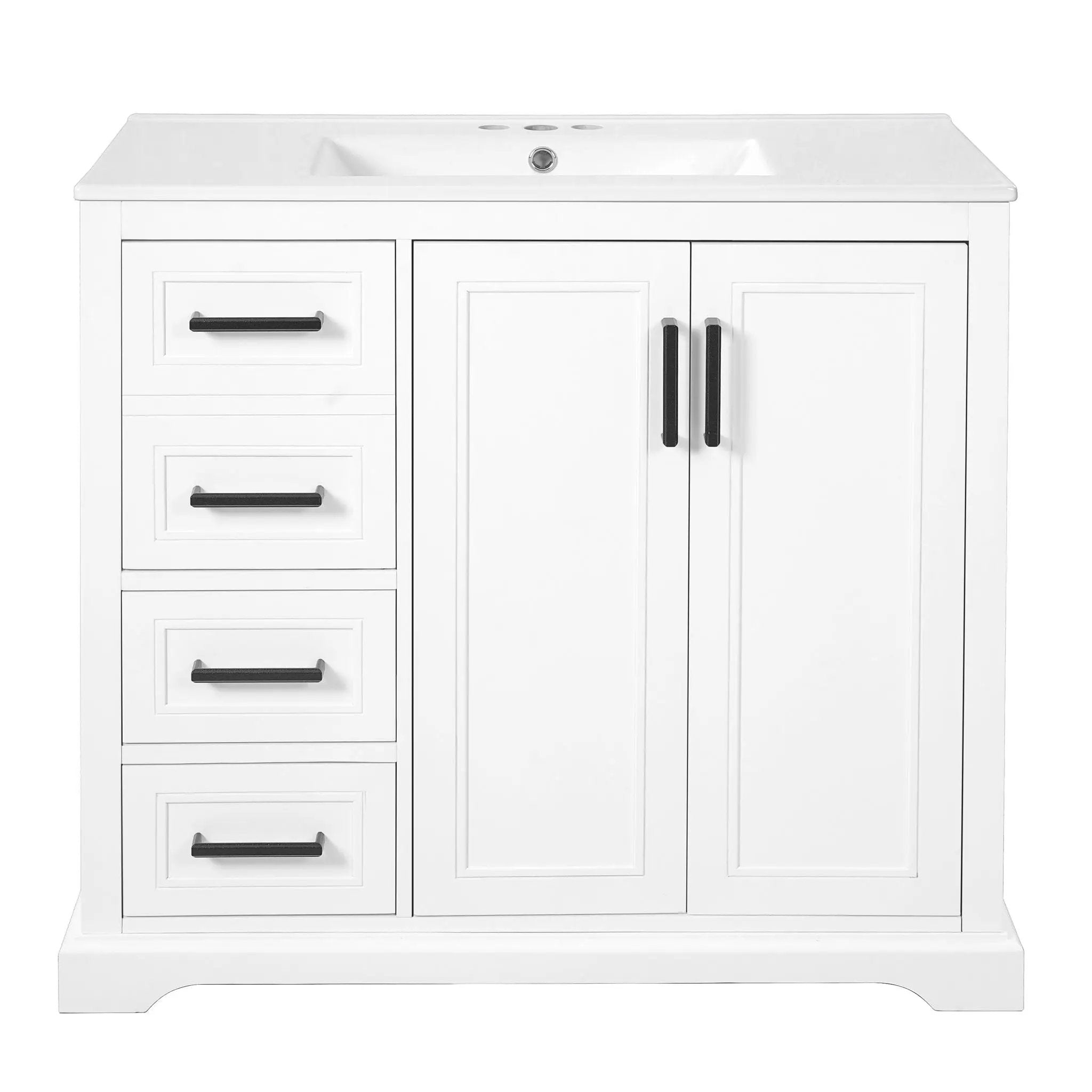 Bathroom Vanity With Sink, Soft Close Doors, Adjustable Shelf & 3 Drawers by HouseOfZazla