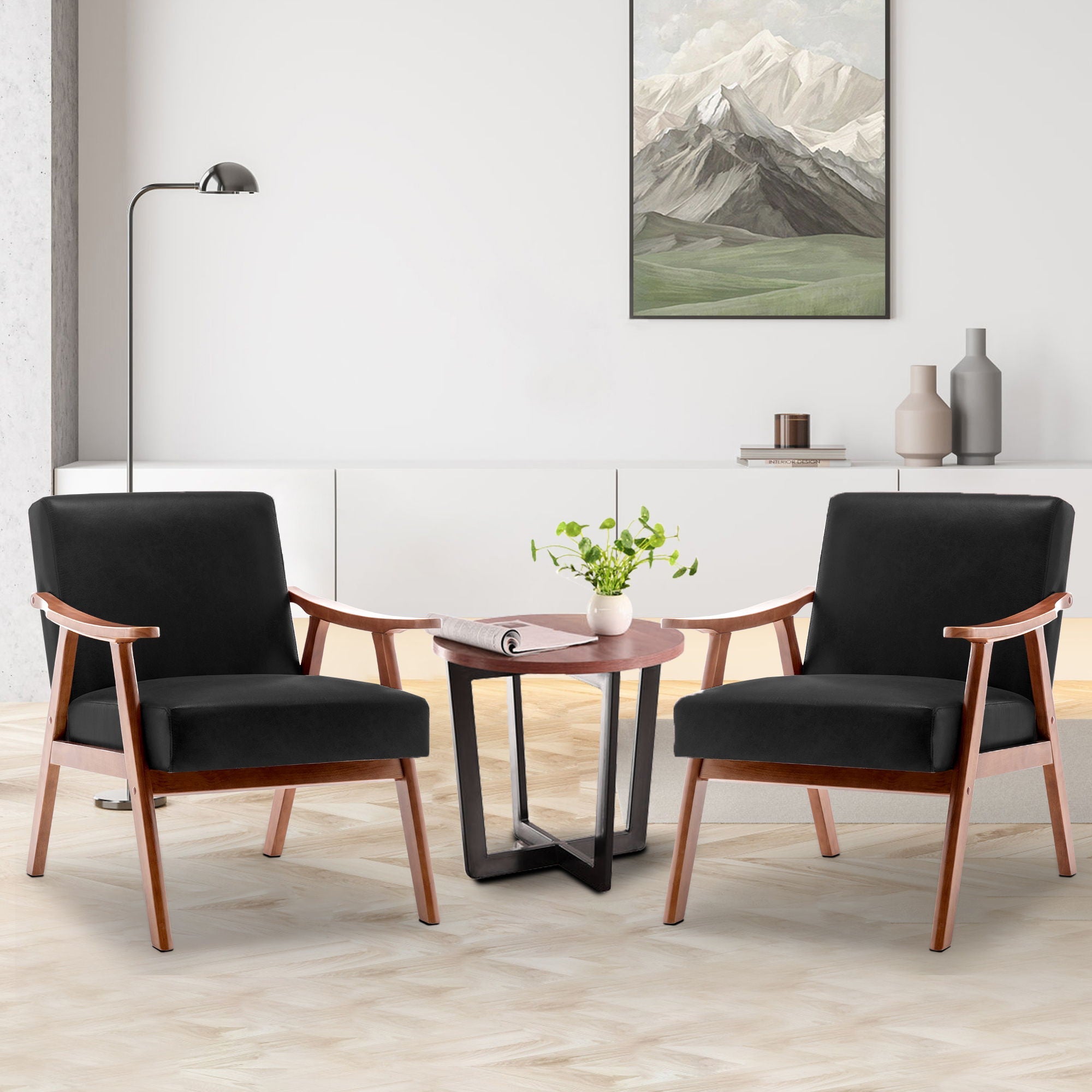 Mid Century Modern Accent Chair With Solid Wood Frame And Extra Thick Backrest by HouseOfZazla