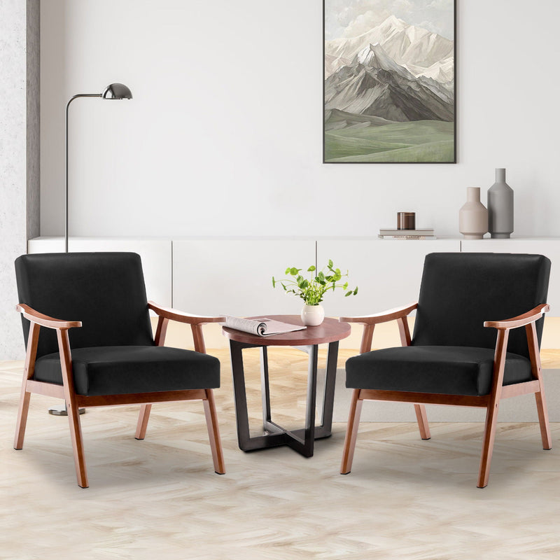 Mid Century Modern Accent Chair With Solid Wood Frame And Extra Thick Backrest by HouseOfZazla