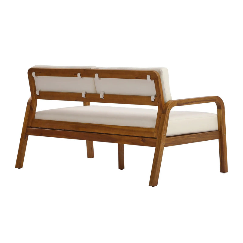 2-Pieces Outdoor Sofa Set with Cushions Teak Acacia Wood by HouseOfZazla