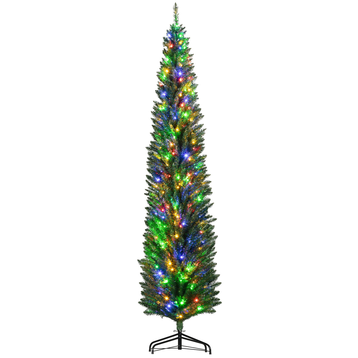 HOMCOM 8ft Tall Pencil Prelit Artificial Christmas Tree
