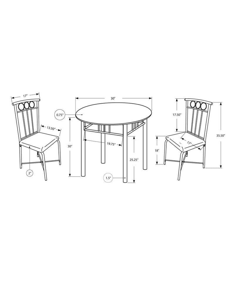 3 Pieces Dining Table Set, Small, Round, Contemporary & Modern by Unique Piece Furniture