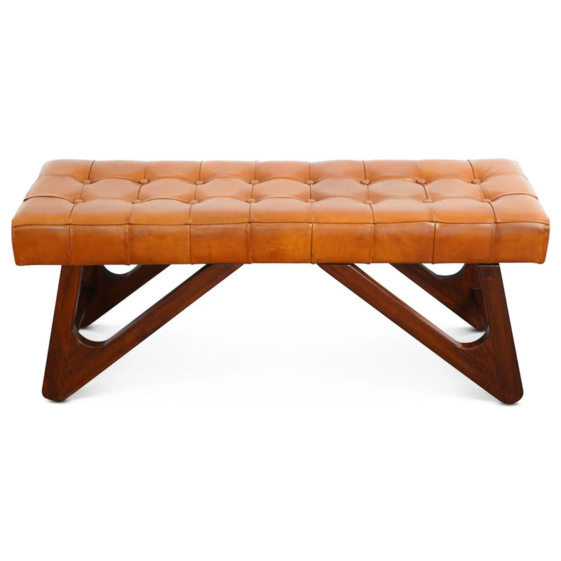 Mia - Bench With Buttons - Brown / Rustic by HouseOfZazla