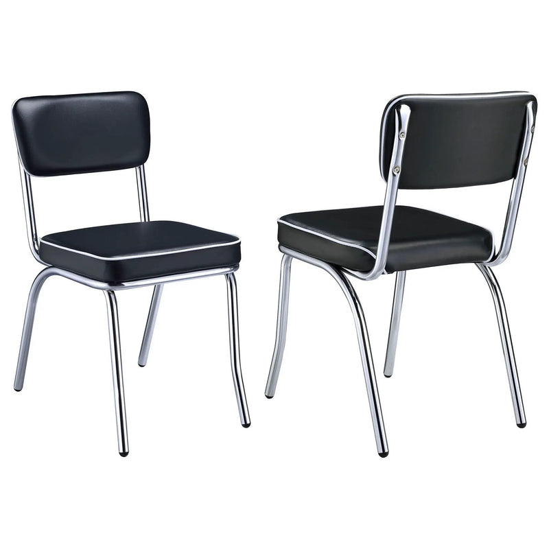 Retro Upholstered Dining Side Chair Black (Set of 2) by Unique Piece Furniture