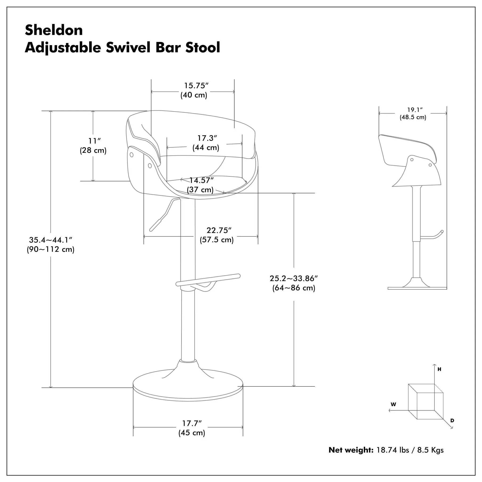 Sheldon - Upholstered Adjustable Swivel Bar Stool by Unique Piece Furniture