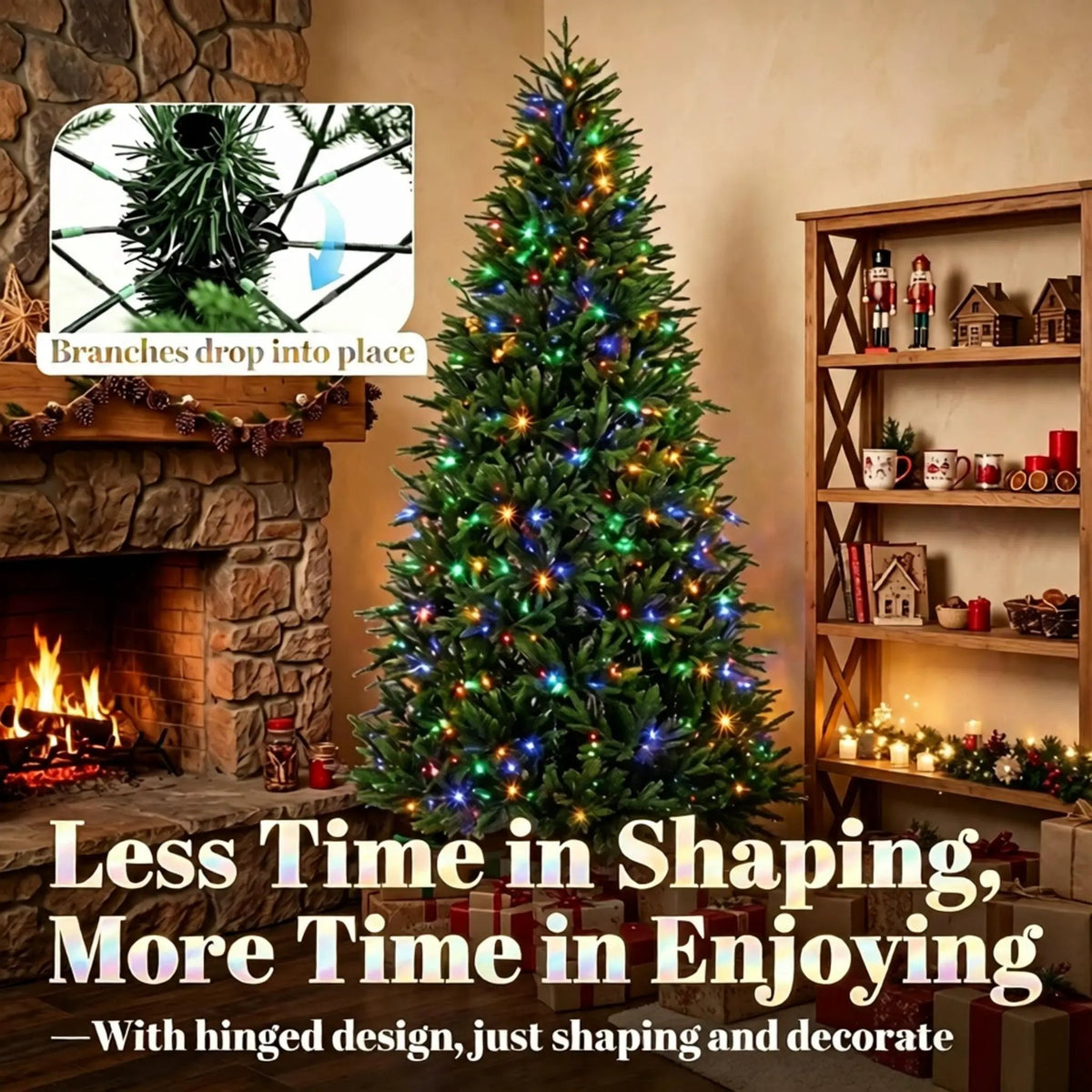 7.5-Foot Hinged Nordmann Fir Prelit Christmas Tree, photo 6 of 9