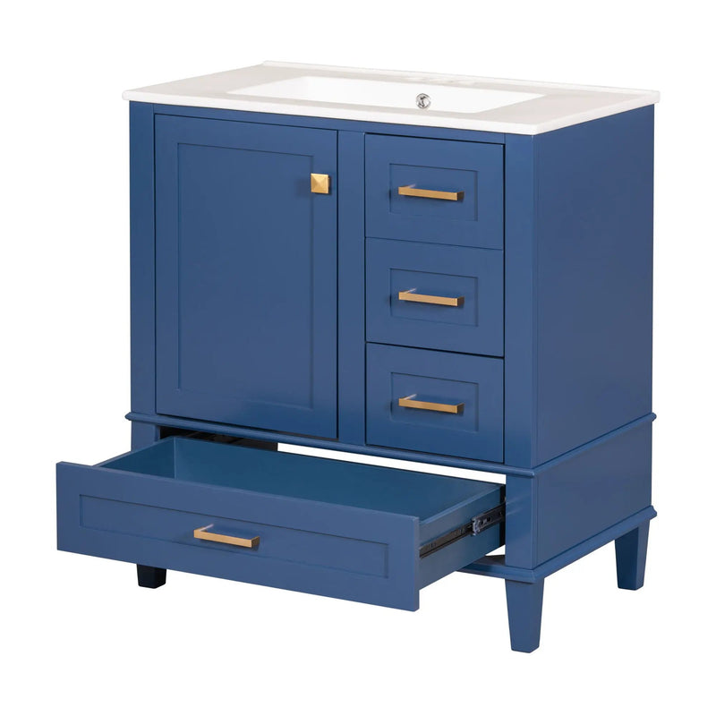 Bathroom Vanity, Modern Bathroom Cabinet With Sink Combo Set, Bathroom Storage Cabinet With A Soft Closing Door And 3 Drawers, Solid Wood Frame by HouseOfZazla