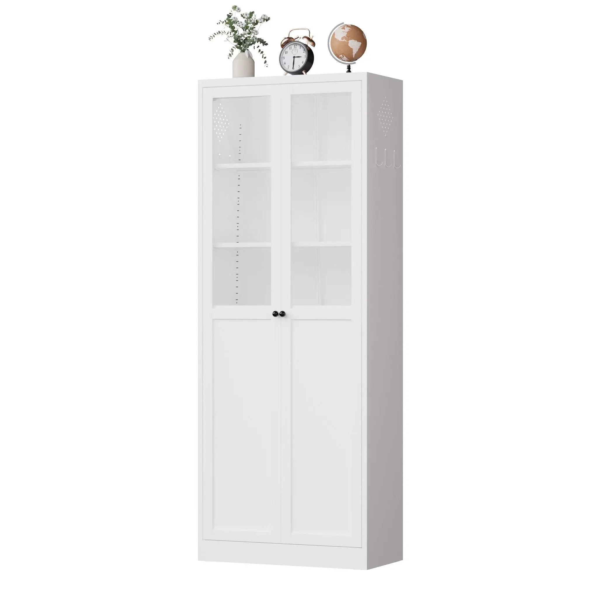 Tall Metal Kitchen Pantry Cabinet With Adjustable Shelves And Silent Magnetic Doors - White by HouseOfZazla