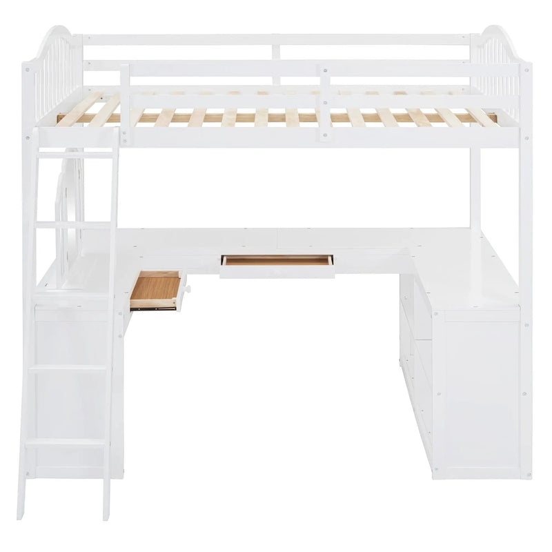 Loft Bed With Drawers, Cabinet, Shelves With Desk by Unique Piece Furniture