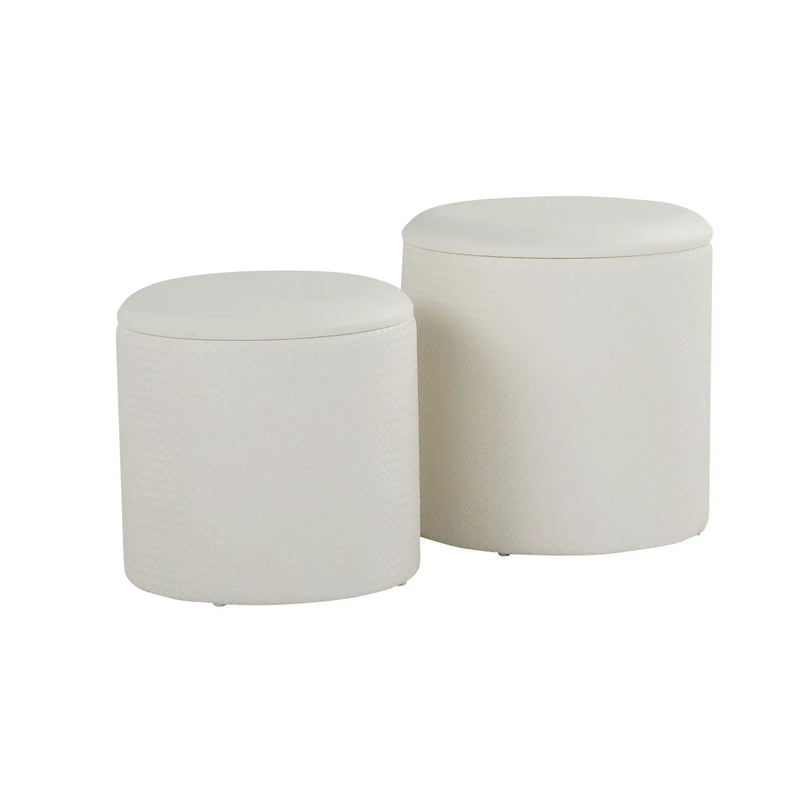 Maverick - Contemporary Nesting Ottoman Set With - Cream by Unique Piece Furniture