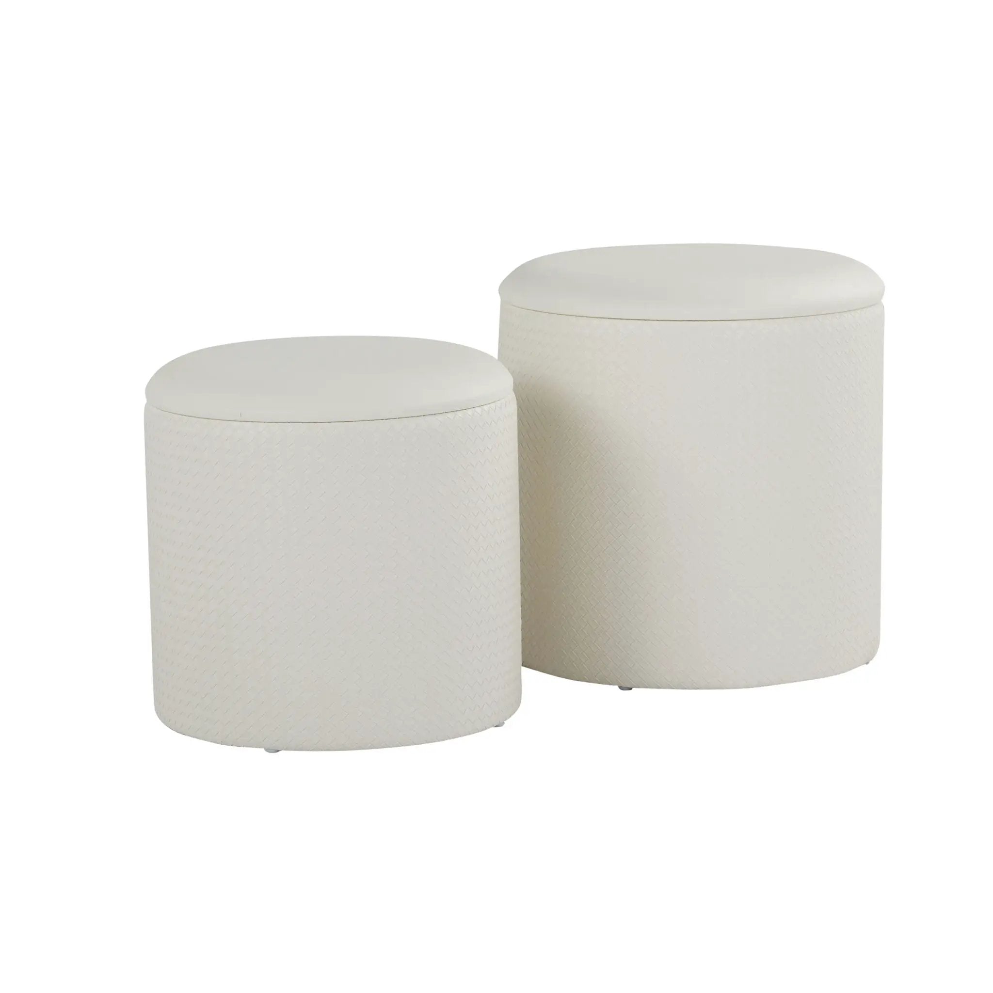 Maverick - Contemporary Nesting Ottoman Set With - Cream by HouseOfZazla