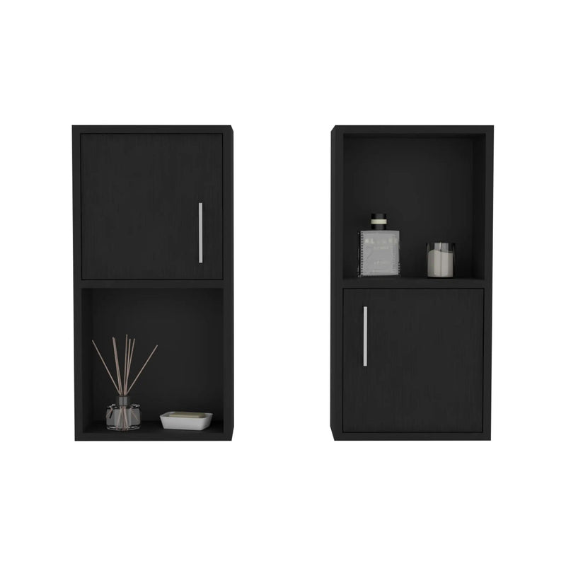 Wall Mounted Bathroom Medicine Cabinet Eak Two Doors, Two Shelves - Black by Unique Piece Furniture