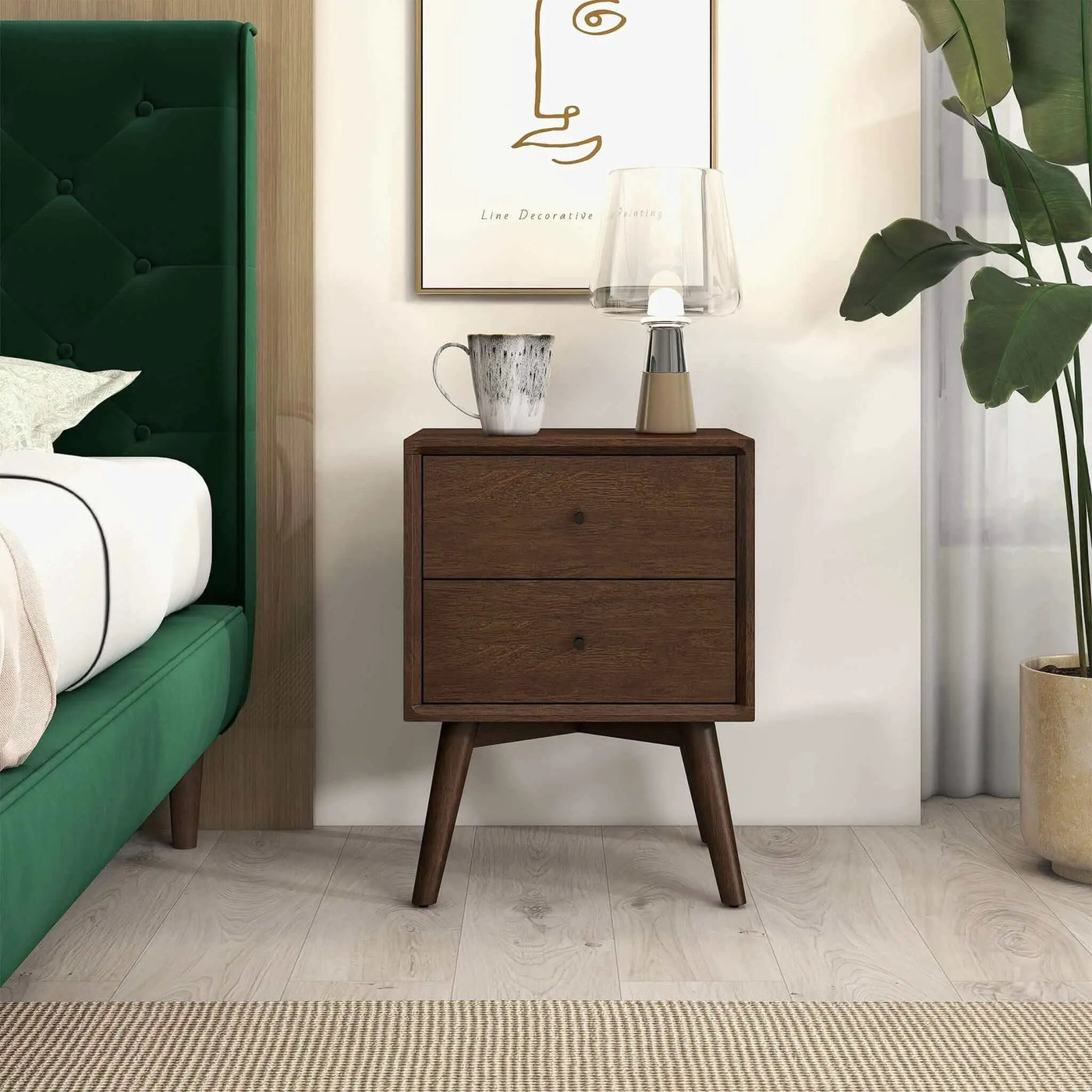 Caroline - Mid-Century Modern Style Night Stand 2 Drawer by Unique Piece Furniture