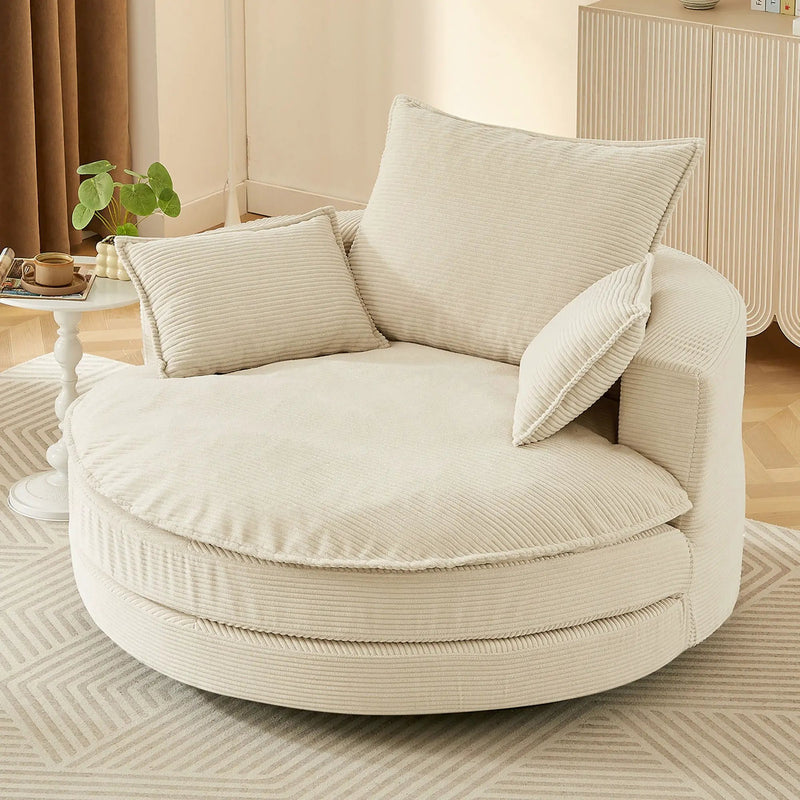 360° Swivel Accent Barrel Chair With Dual Layer Cushion And 3 Removable Pillows by HouseOfZazla