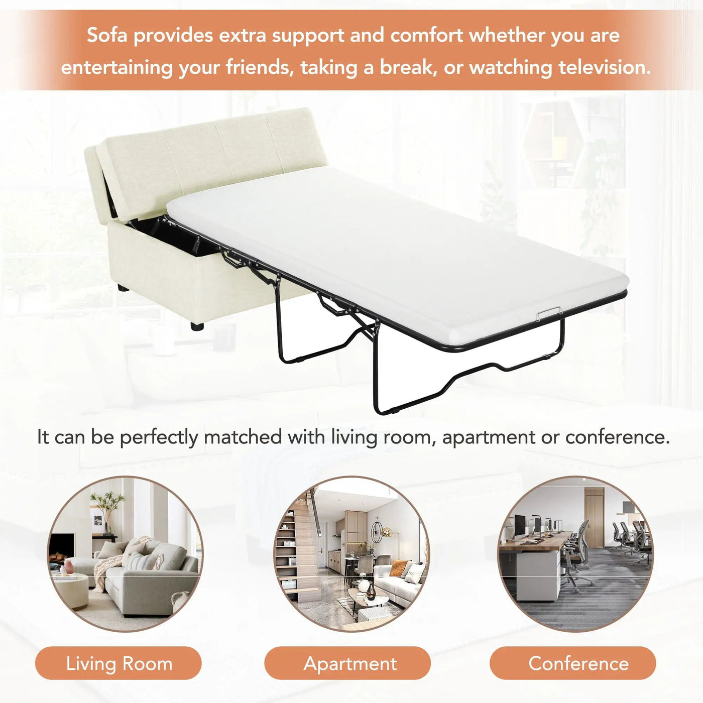 Twin Size Folding Ottoman Sleeper Bed With Mattress Convertible Guest Bed by Unique Piece Furniture